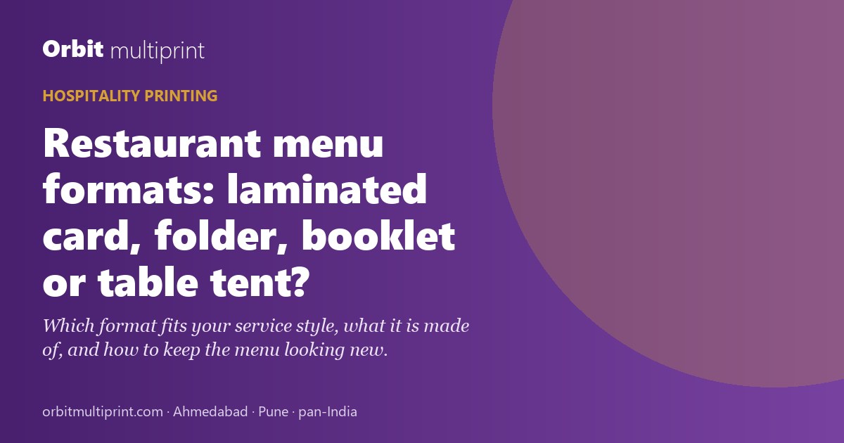 Restaurant menu formats: laminated card, folder, booklet or table tent?