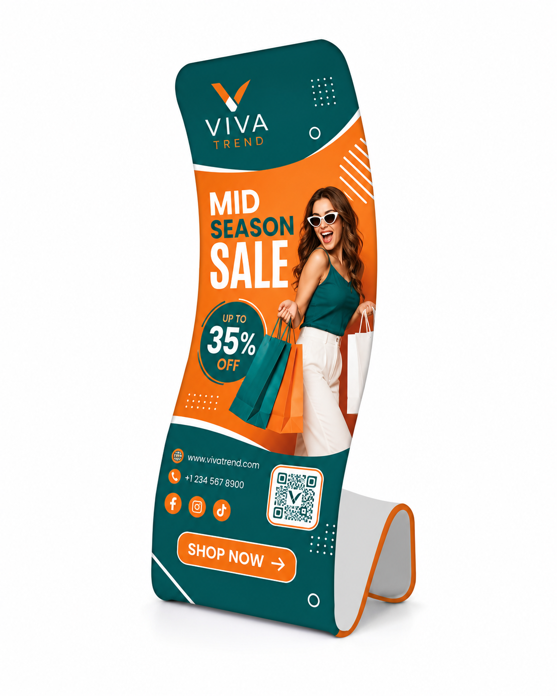 Fabric Display Stand Snake A | Premium Curved Snake Fabric Display Stand