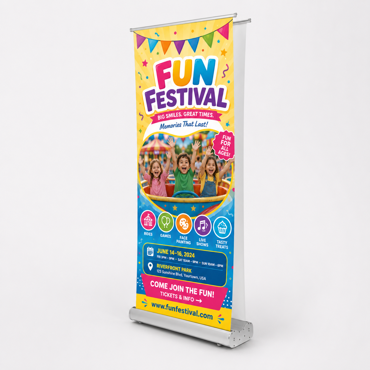 Deluxe Wide Base Double-Screen Roll Up Banner Stand |