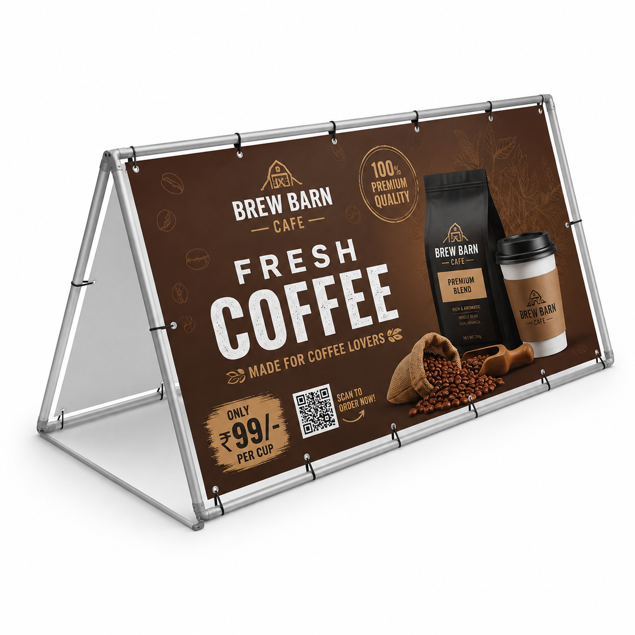 Custom A-Frame Sidewalk Sign | Portable Metal Advertising Display Stand