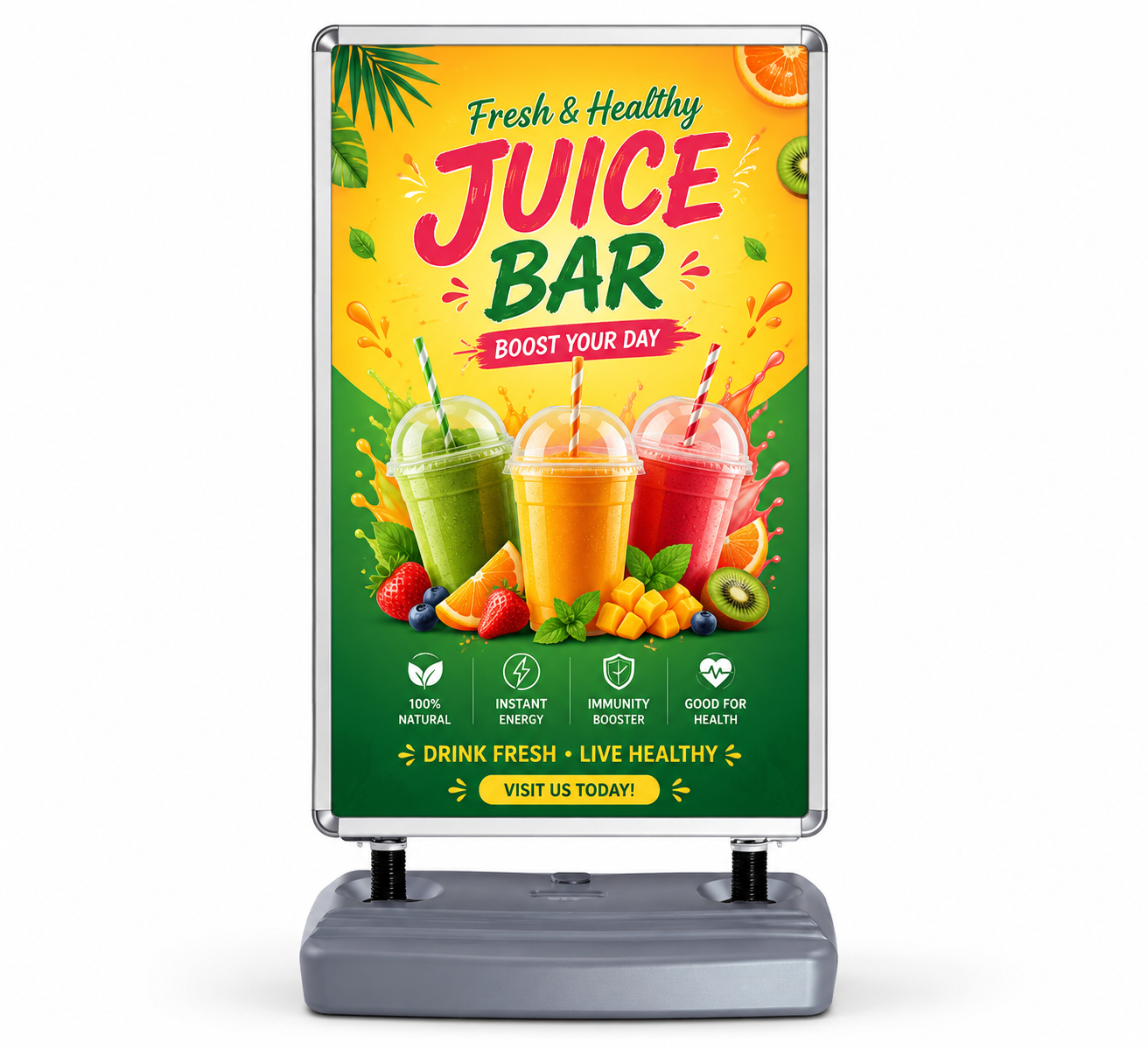 Wheeled Sidewalk Sign | Portable Rolling Advertising Display Board |