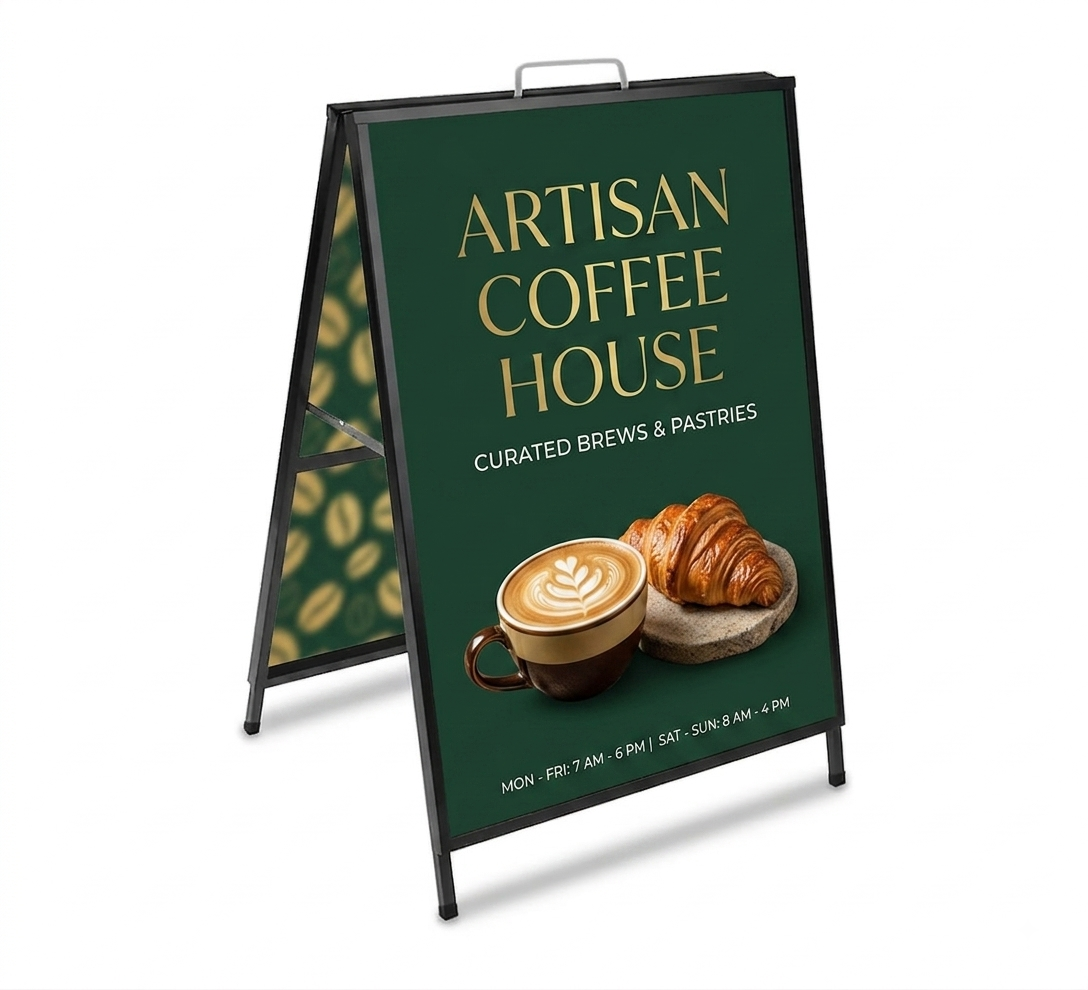 Metal A Frame Sign | Portable Double-Sided Sidewalk Advertising Display |