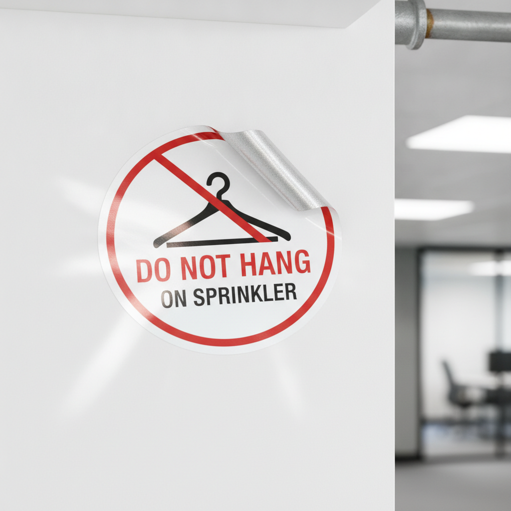 Do Not Hang on Sprinkler Decal (EGR Reflective) | High Visibility Safety Warning Sticker