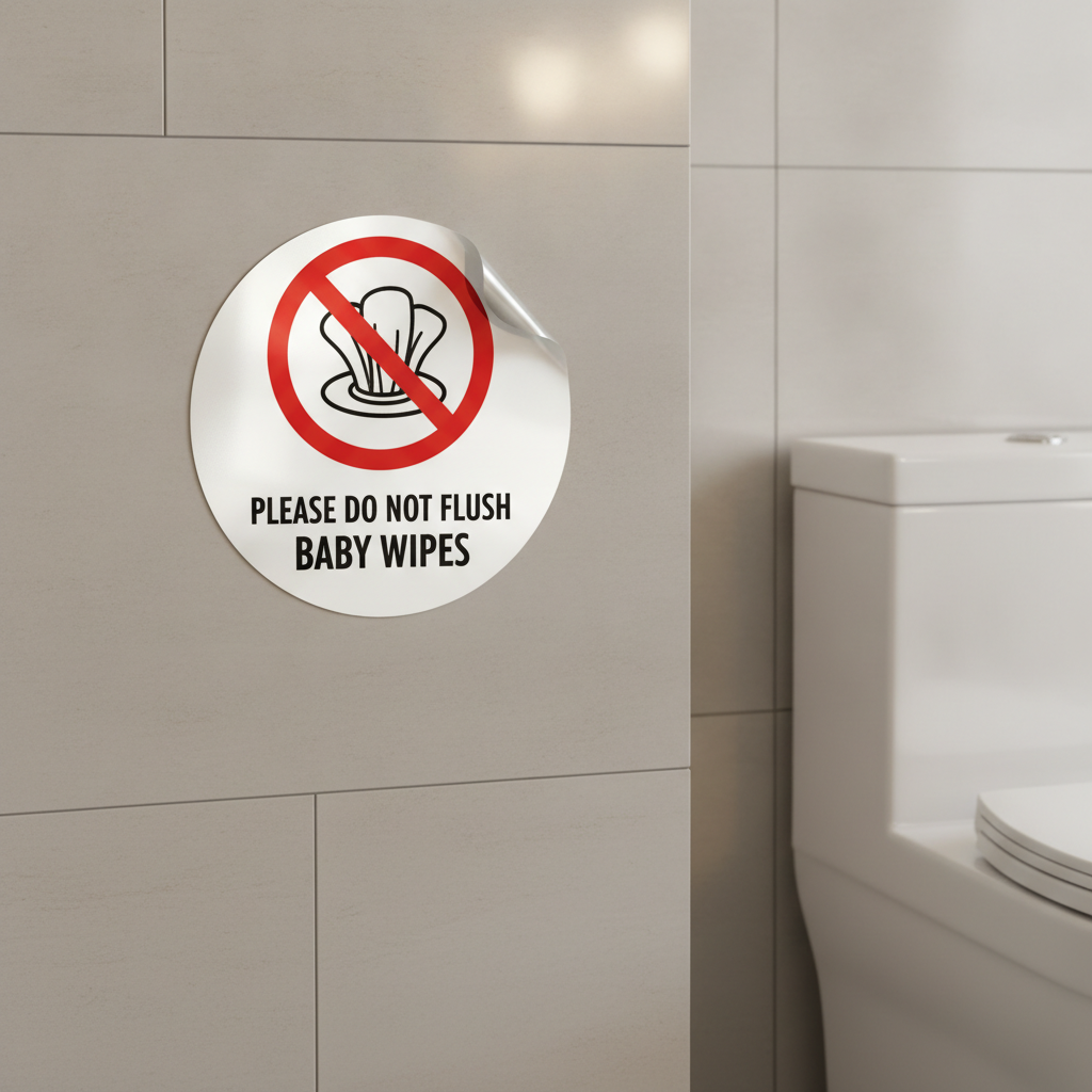 Please Do Not Flush Baby Wipes Decal (Reflective) |