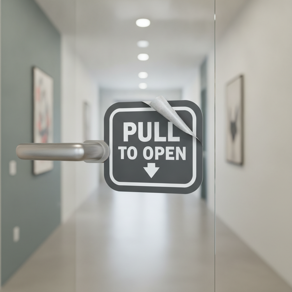 Pull To Open Handle Reflective Decal | High Visibility Door
