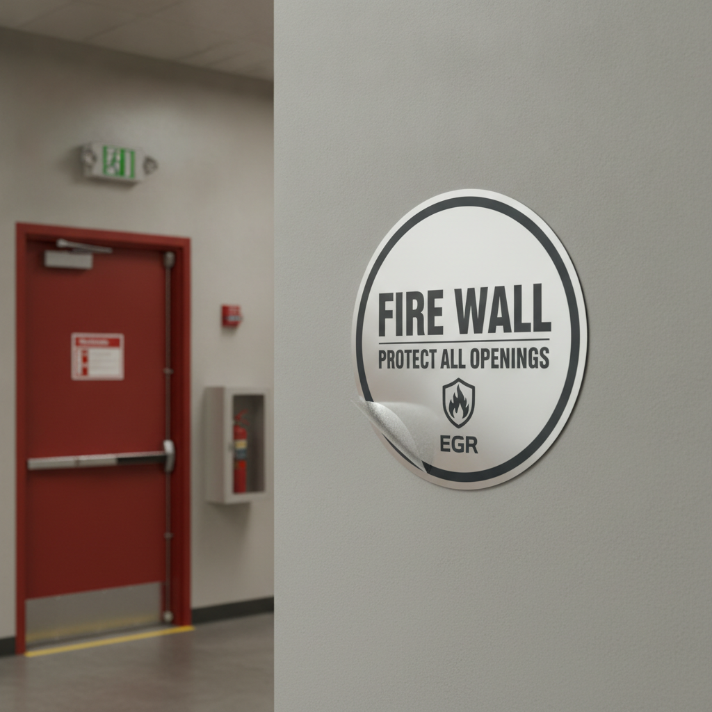 Fire Wall Protect All Openings Reflective Decal | EGR Safety Compliance Warning Sticker