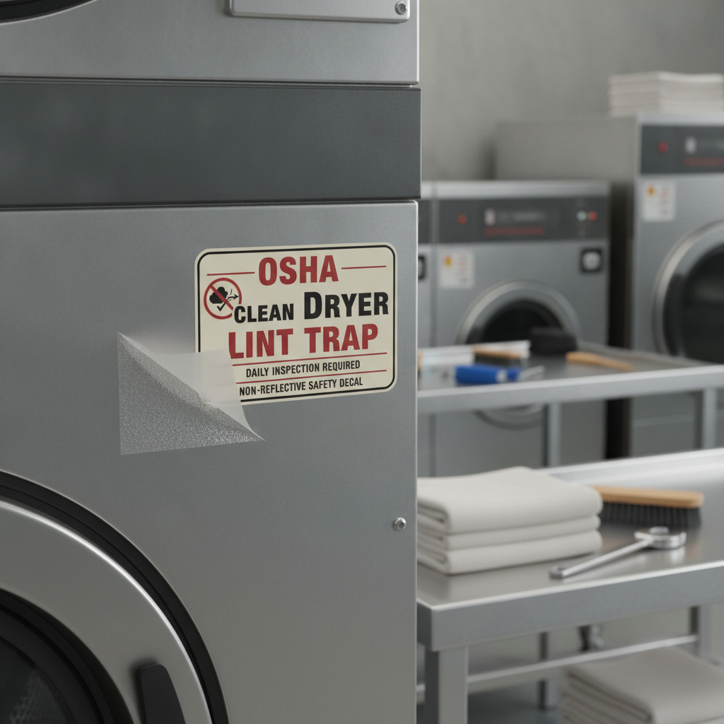 OSHA Clean Dryer Lint Trap Decal (Non Reflective) |